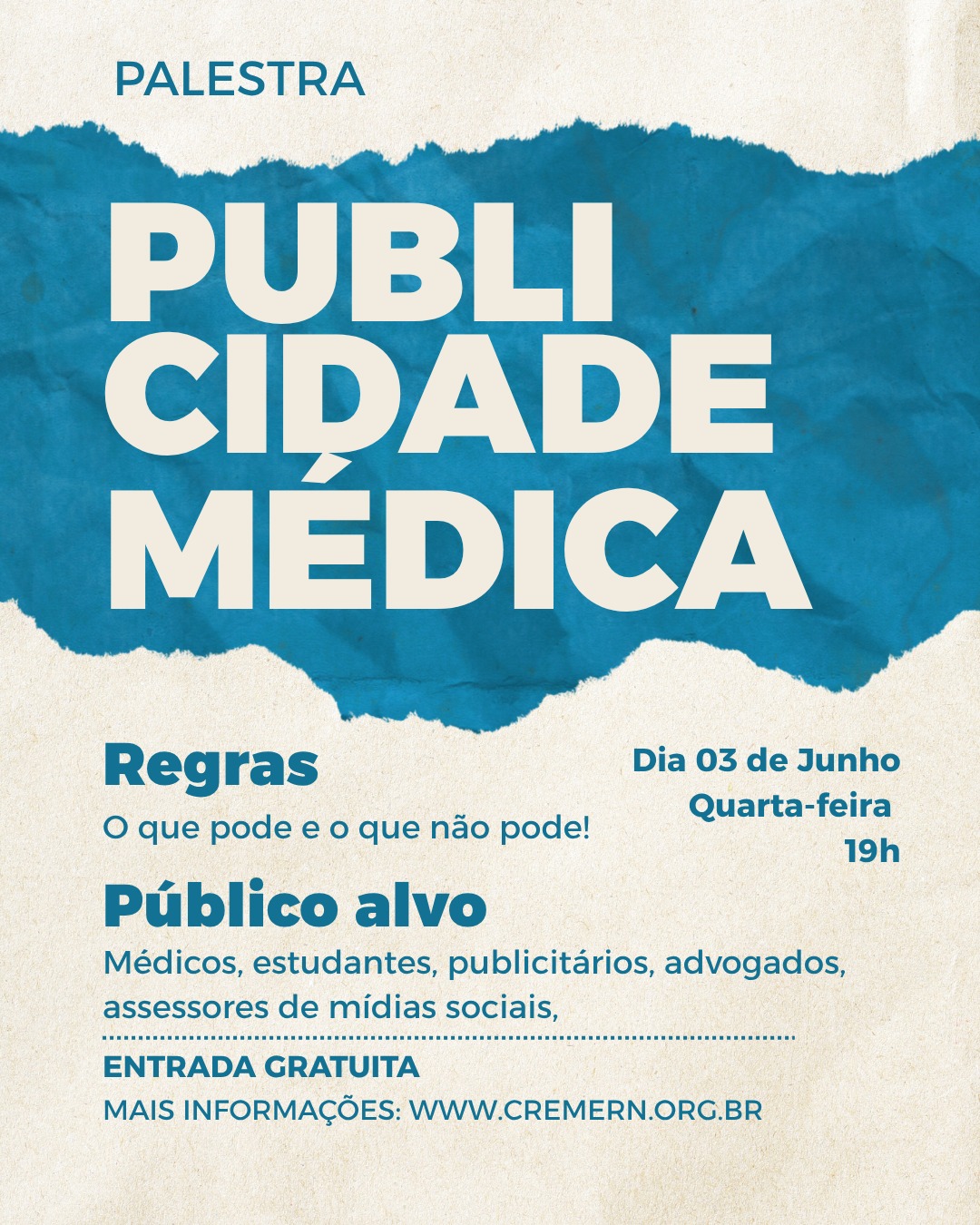 Palestra gratuita no Conselho de Medicina debate as regras da publicidade médica e o combate à mercantilização da saúde